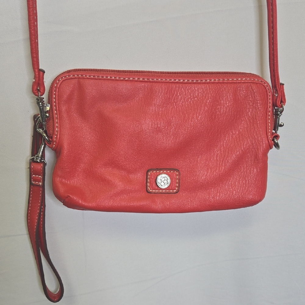 Crossbody Wristlet Bag, Red/Orange Coral, Monochrome Casual Minimalist
